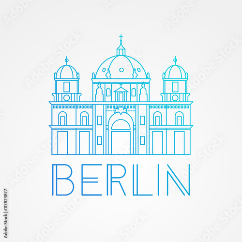 Vector one line minimalist icon of German. Berlin Cathedral, Germany.