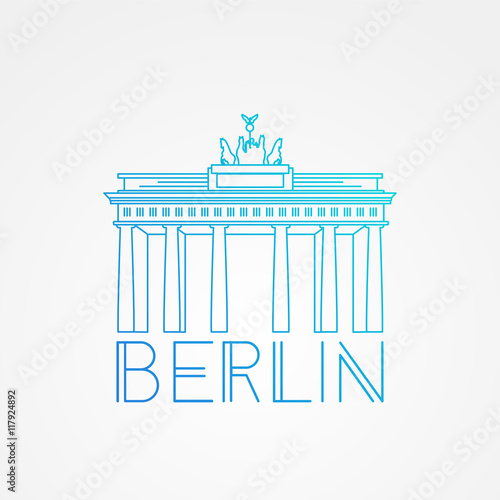 Vector one line minimalist icon of German. Brandenburg Gate in Berlin , Germany.
