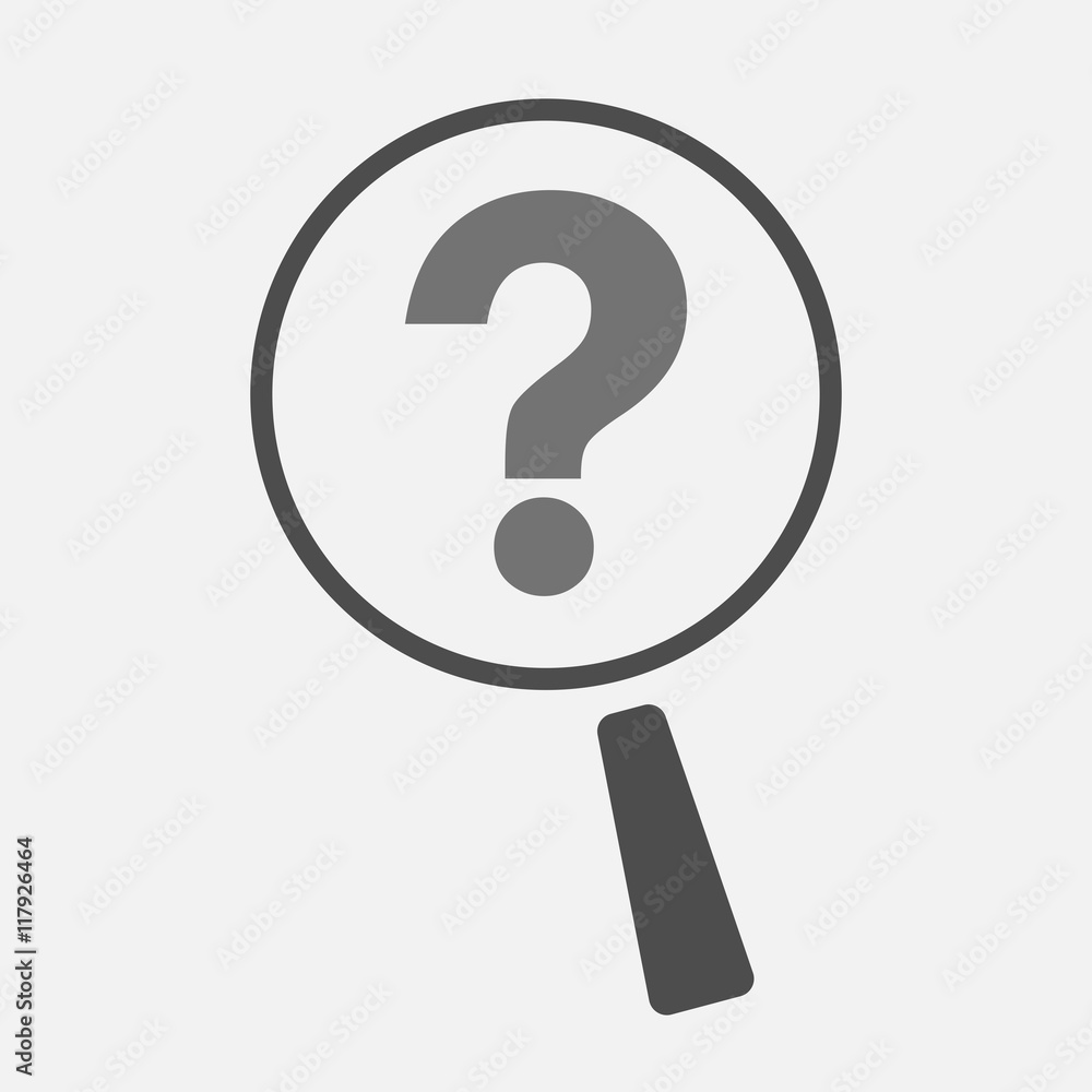 Isolated magnifier icon with a question sign Isolated magnifier icon with a question sign