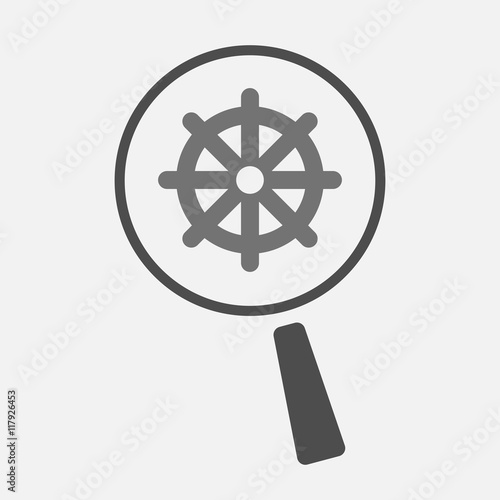 Isolated magnifier icon with a dharma chakra sign