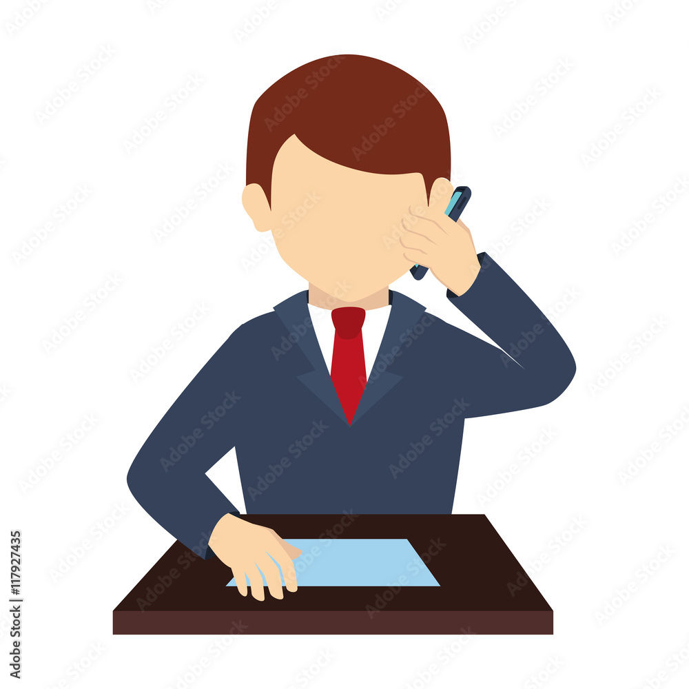 man phone front suit tie business icon vector graphic man phone front suit tie business icon vector graphic