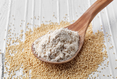 Spoon of amaranth seeds flour photo