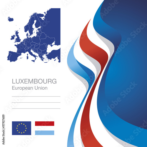 Luxembourg European Union flag ribbon map abstract background