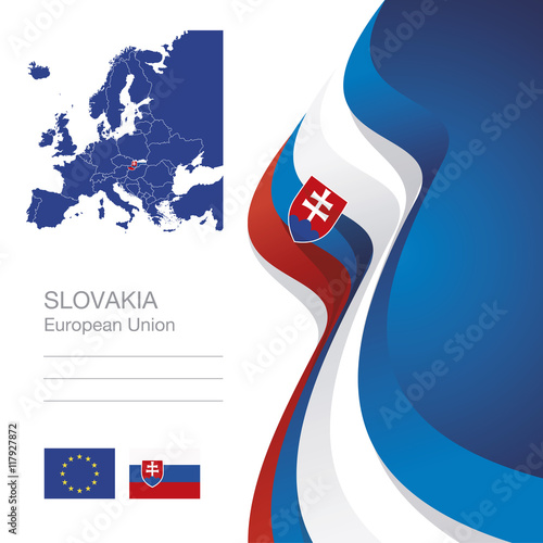 Slovakia European Union flag ribbon map abstract background