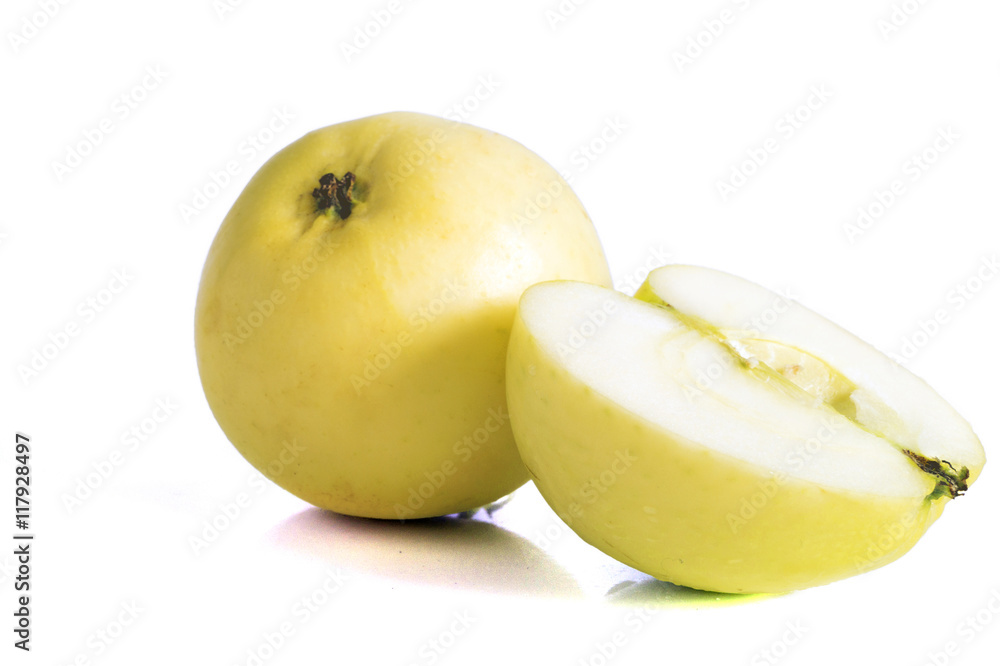 Golden delicious apple isolated on white