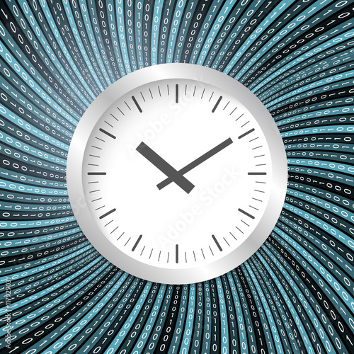 Colored vector abstract background and binary code and watches