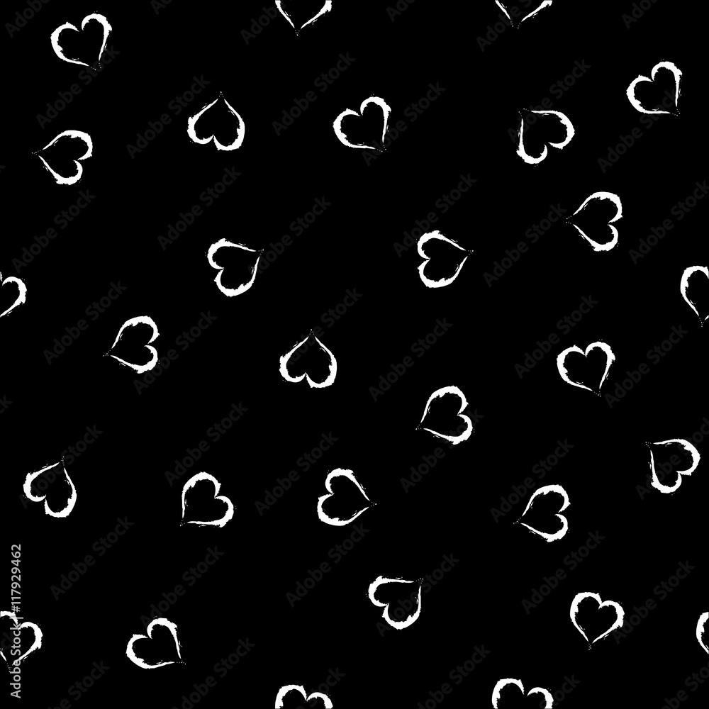Heart chaotic white seamless pattern Heart chaotic white seamless pattern