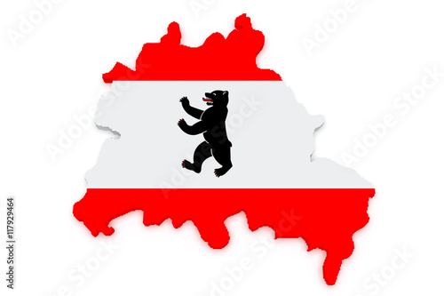 3d Illustration Map of Berlin, Germany, City Flag Isolated On A White Background