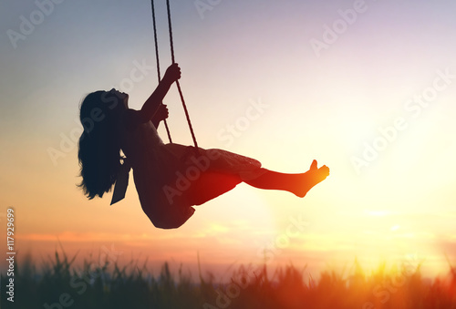 child girl on swing photo