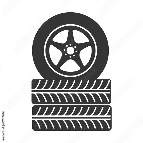 tire wheel car stack  rim vector graphic icon