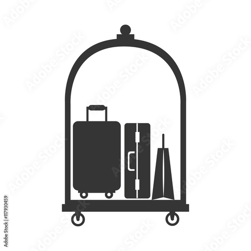 hotel luggage service bags case suitcase modern cart vector graphic illustration isolated