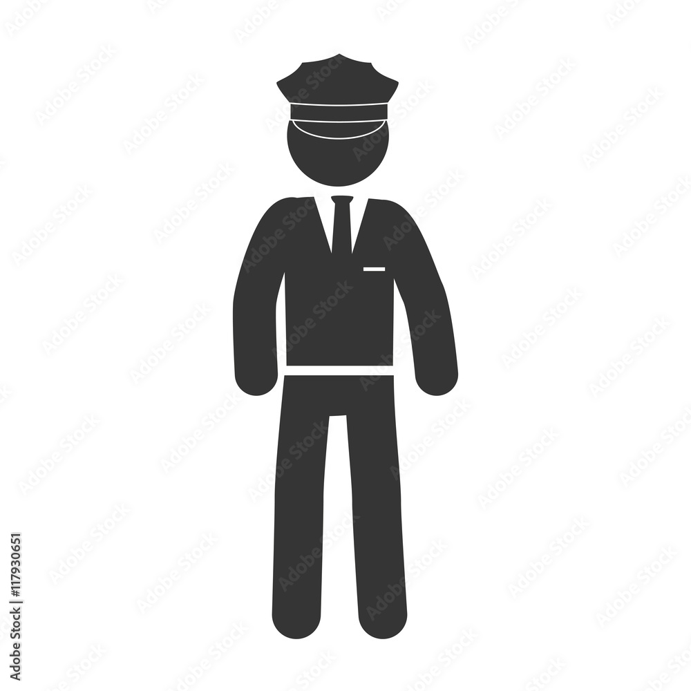 man chauffeur driver hat suit uniform tie male vector graphic isolated illustration