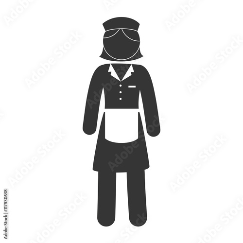 woman female waitress uniform apron service hair hat vector graphic isolated illustration