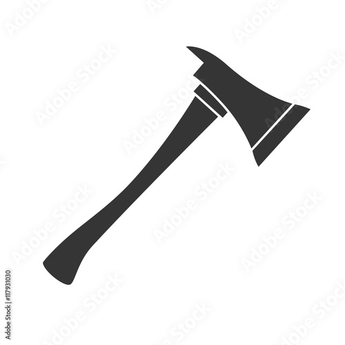 axe fireman steel tool ax wooden handle hack vector graphic isolated illustration