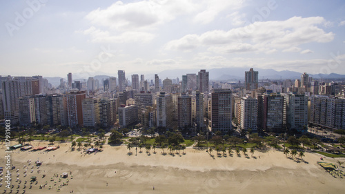 Aerial View Santos, county seat of Baixada Santista, located on © paulovilela