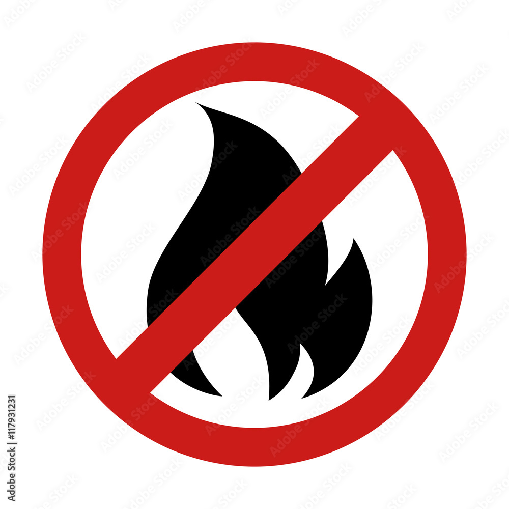 forbidden  flame fire sign flammable danger warning burn vector graphic isolated illustration