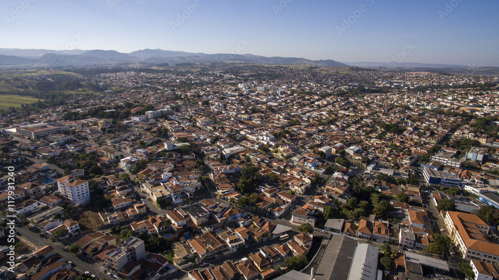 Aerial view of the city of Sao Joao da Boa Vista in Sao Paulo st