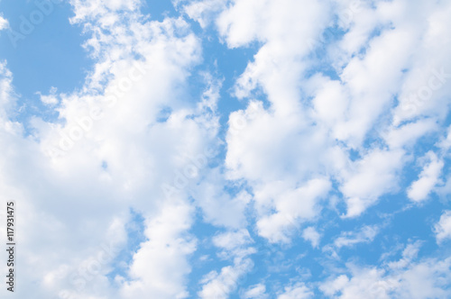 blue sky background with tiny clouds, Cloudy blue sky abstract background