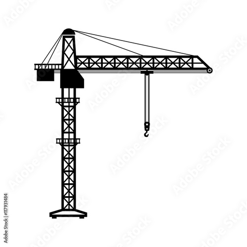 crane tower machinary hang hook construction industrial vector graphic isolated illustration