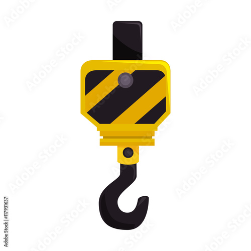 hook crane hang pull metal equipment work industry construction vector graphic isolated illustration