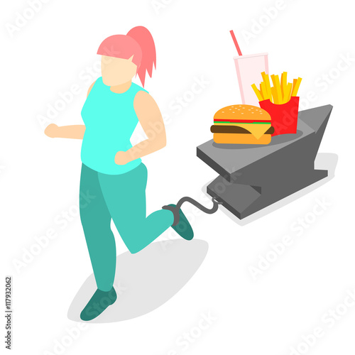 Isometric woman runs