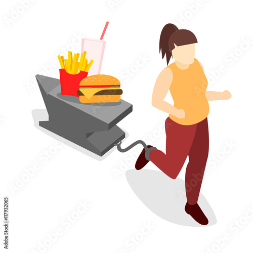 Isometric woman runs