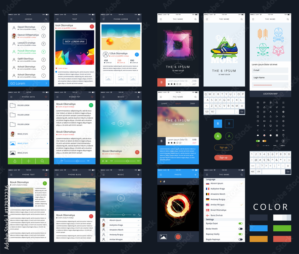 Vector Phone GUI Template. Wireframe UI Kit. Vector Phone GUI Template. Wireframe UI Kit.