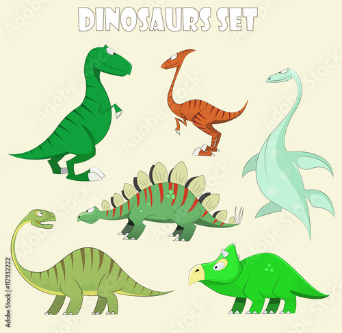 Cartoon dinosaur collection set vector illustration © rms164