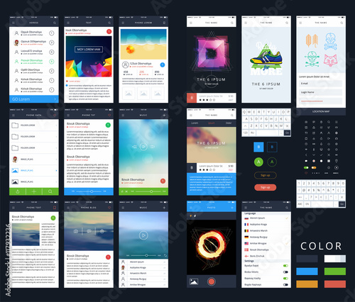 Vector Phone GUI Template. Wireframe UI Kit.