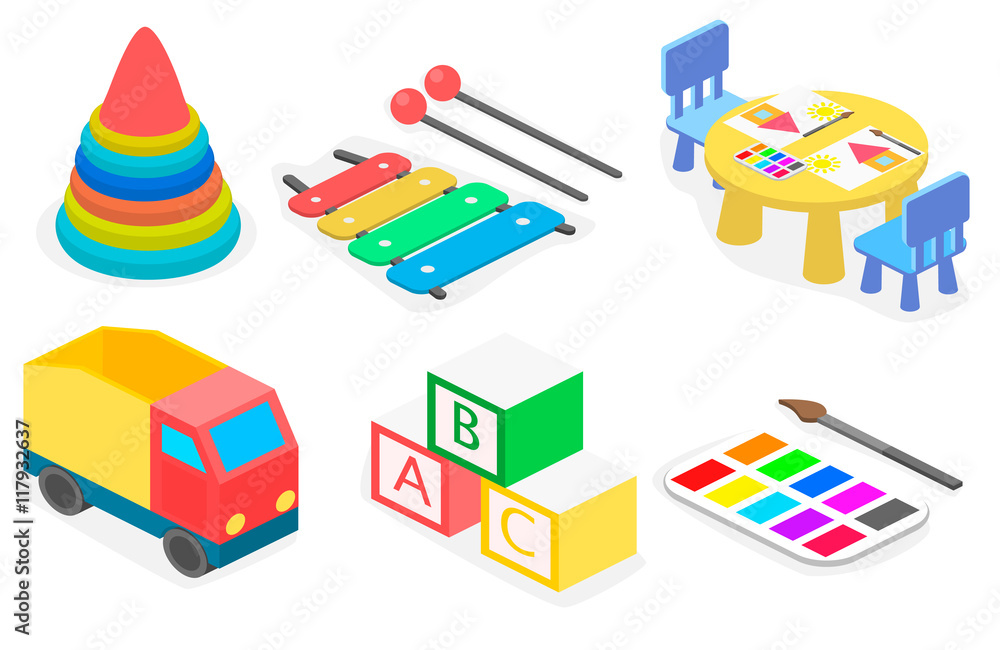 Set of isometric toys. Set of isometric toys.