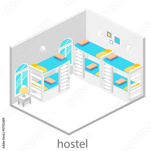 Isometric hostel room