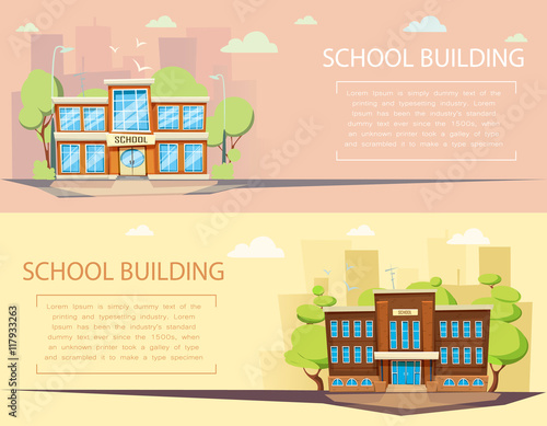 School building . Cartoon and flat style of architecher. photo