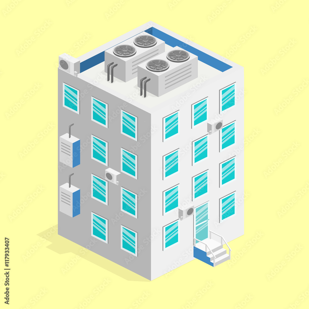 isometric facade of building