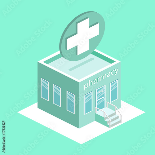 isometric pharmacy building