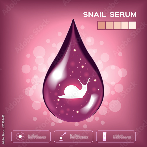 snail white cream mousse and lotion vector , white snail on skin