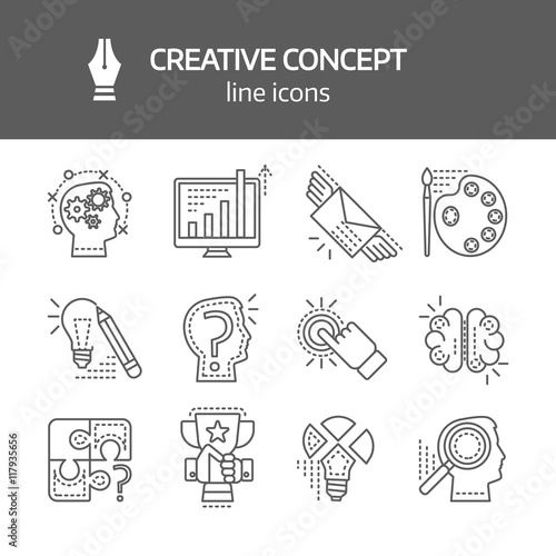 Creativie Concept Linear Monochrome Icons
