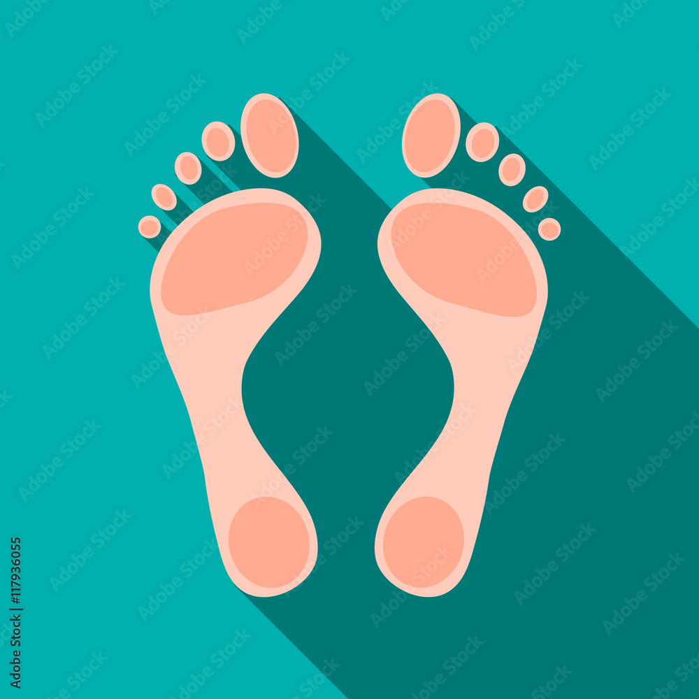 Human feet icon in flat style isolated with long shadow Human feet icon in flat style isolated with long shadow
