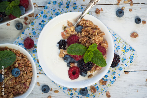 Yogurt with Granola and fresh berries