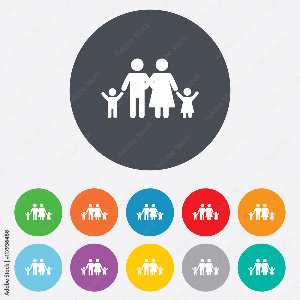 Family icon. Parents with children symbol. Family icon. Parents with children symbol.