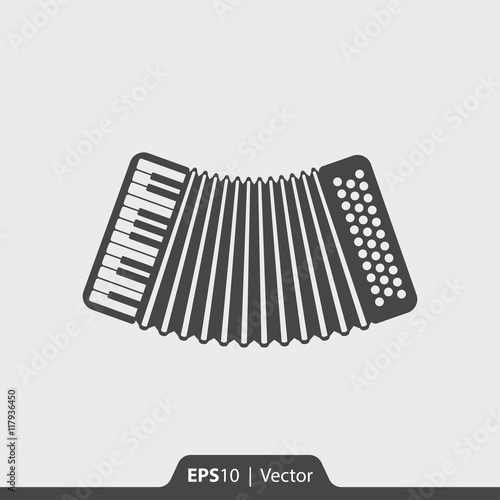 Accordion musical instrument vector icon for web and mobile