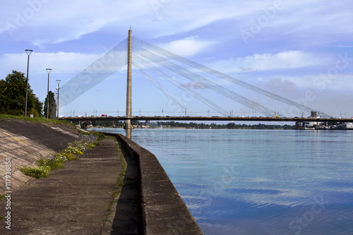 Fototapeta Naklejka Na Ścianę i Meble -  Vansu Bridge  over Daugava River in Riga