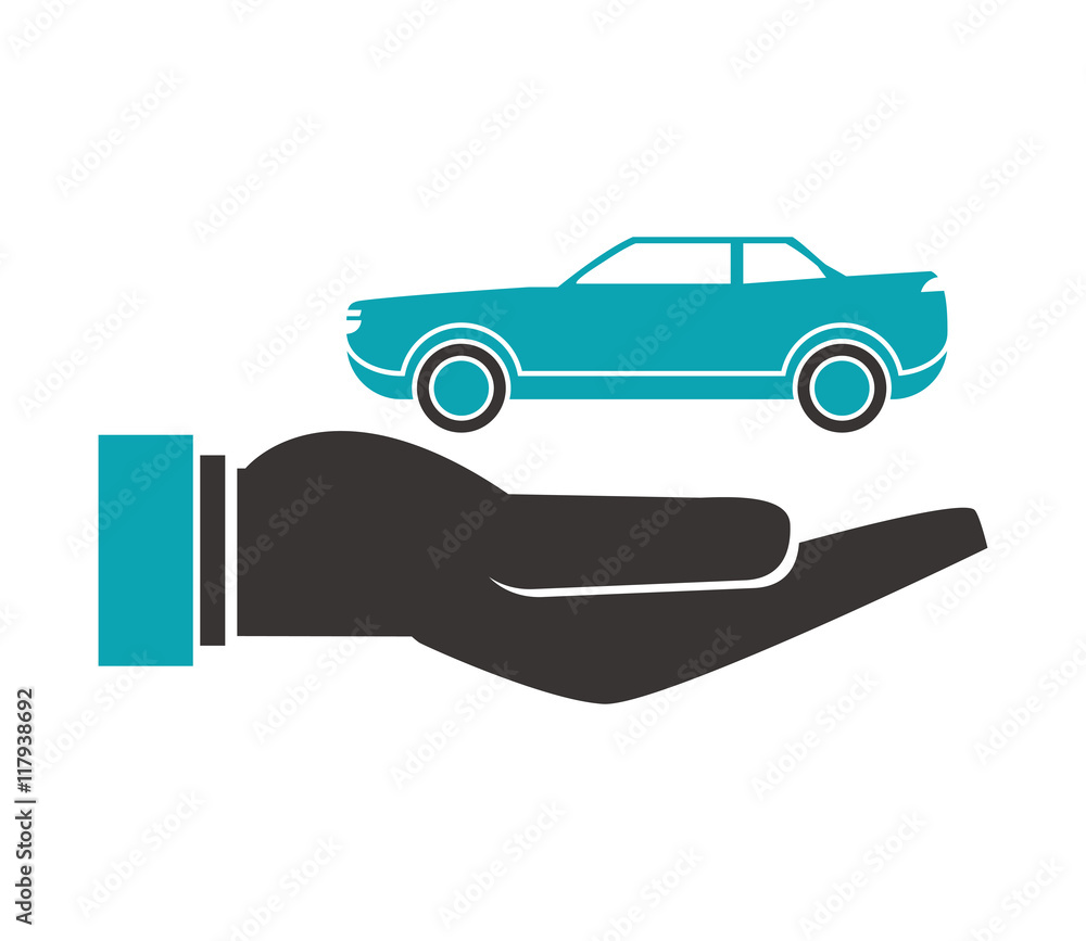 flat design shelter hand with car icon vector illustration flat design shelter hand with car icon vector illustration