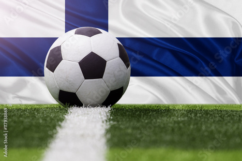 Finland soccer ball against Finland flag