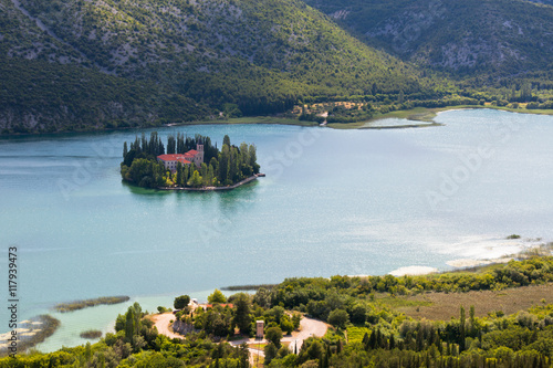 Visovac monastery in The Krka National park, Croatia photo