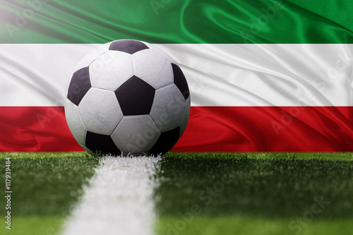 Italy soccer ball against Italy flag