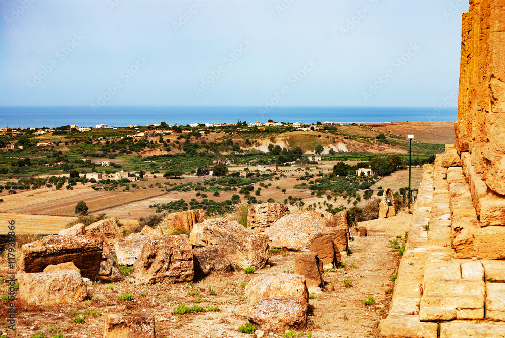 Ancient Temple Ruins in Agrigento, Sicily