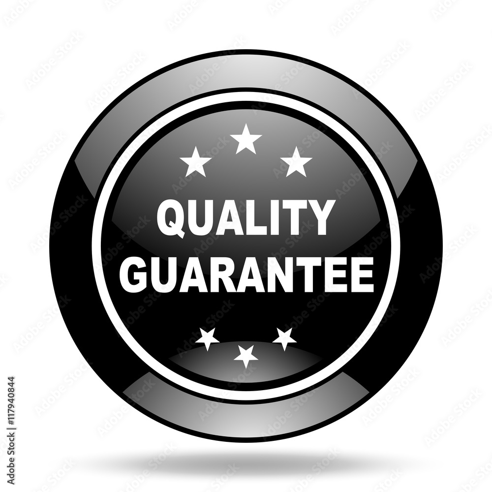quality guarantee black glossy icon