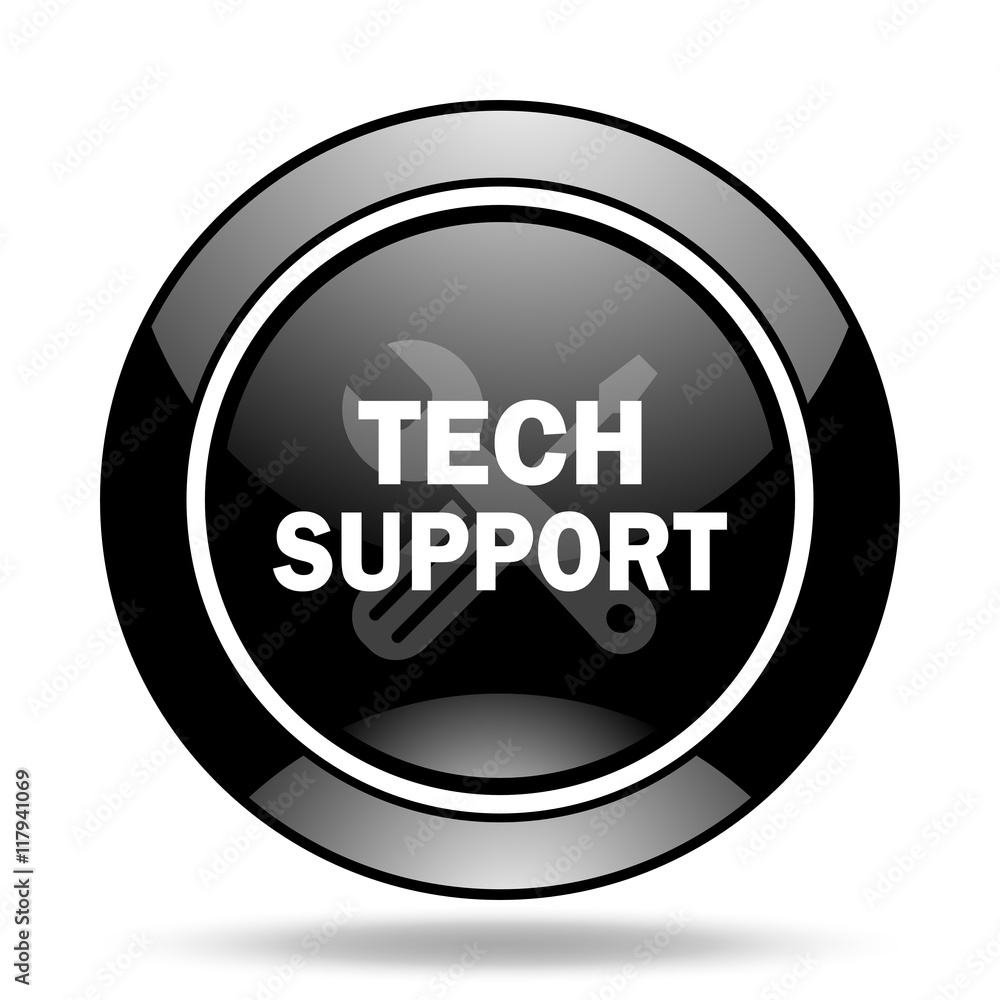 technical support black glossy icon technical support black glossy icon