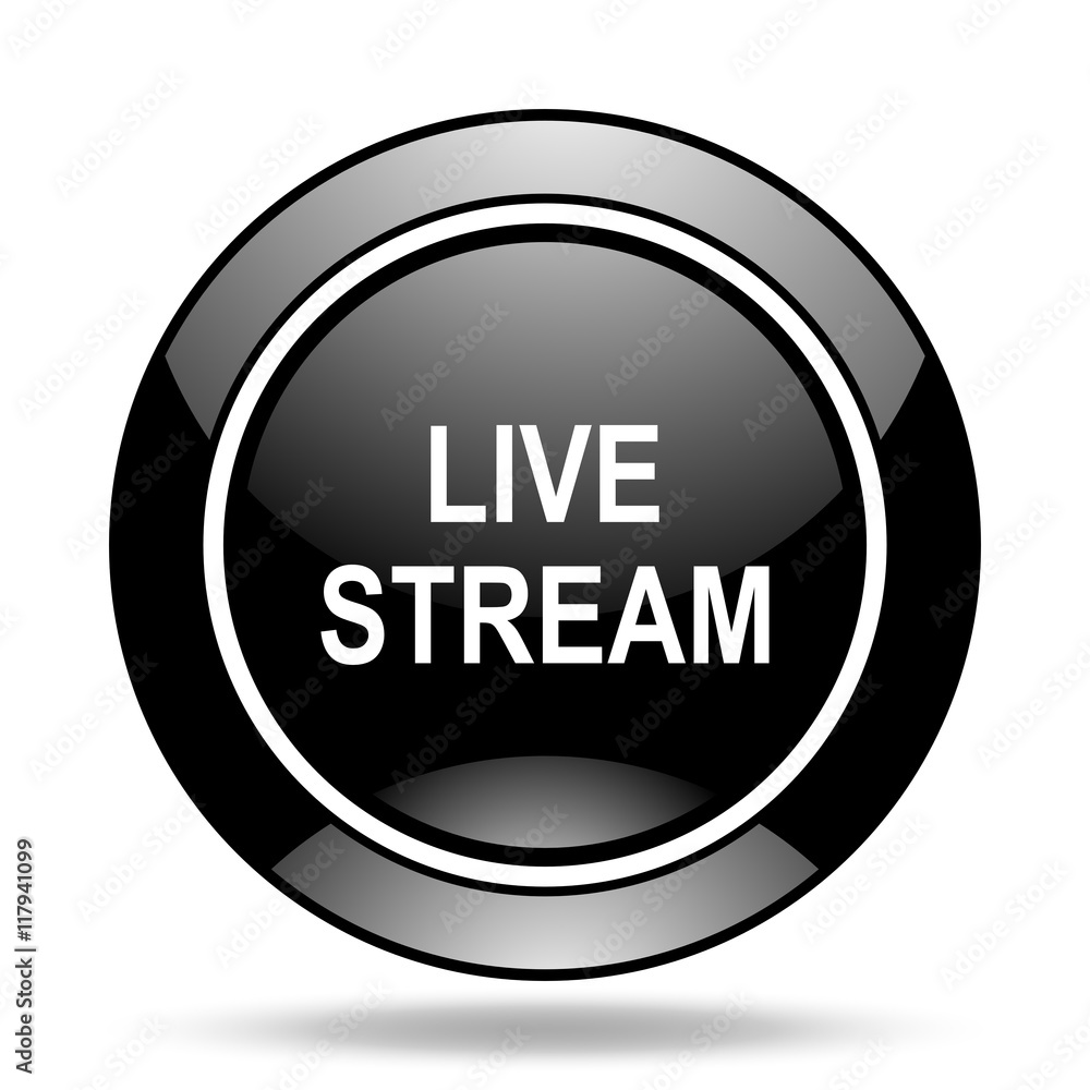 live stream black glossy icon live stream black glossy icon