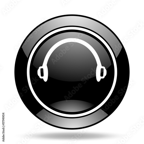 headphones black glossy icon
